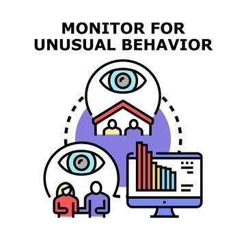 Monitoring unusual behavior in people and data analysis Stock Illustration