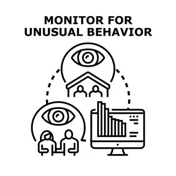 Monitoring unusual behavior in people and data analysis Stock Illustration