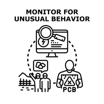 Monitoring unusual behavior for security and safety precautions Stock Illustration
