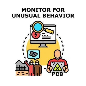 Monitoring unusual behavior for security and safety precautions Stock Illustration