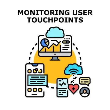 Monitoring user touchpoints across digital platforms and devices Stock Illustration