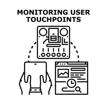 Monitoring user touchpoints in digital experience journey Stock-Illustration