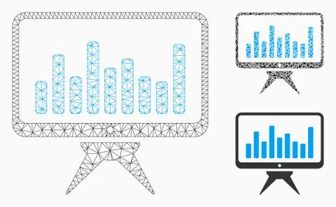 Monitoring Vector Mesh 2D Model and Triangle Mosaic Icon 库存插图