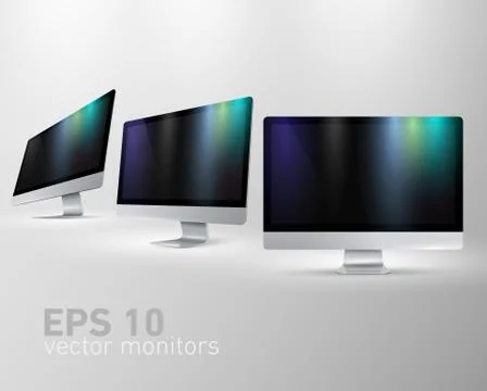 Monitors in different positions Stock Illustration