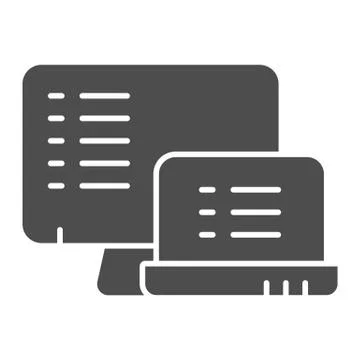 Monitors with list solid icon. Lists on devices vector illustration isolated on Stock Illustration