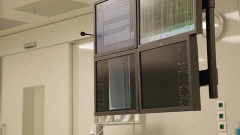 Monitors in the operating room Stock Footage 81355887
