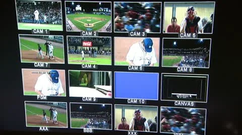 Monitors In Studio Basebal Game Video stock 22041158