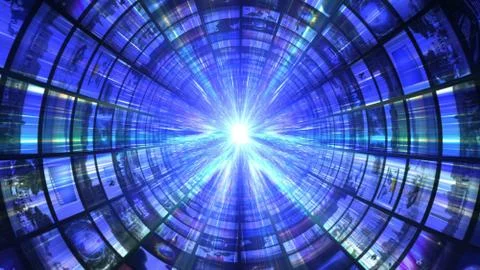 Monitors Tunnel, Technology Abstract Computer Graphics Background イラスト素材