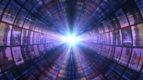 Monitors Tunnel, Technology Abstract Computer Graphics Background Stock Illustration