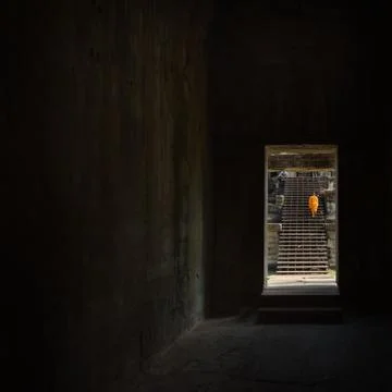 Monk in Angkor Wat Stock Photos