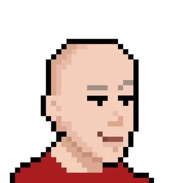 Monk with bald head in pixel style NFT Concept Stock Illustration