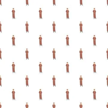 Monk in brown robe seamless religious pattern 库存插图