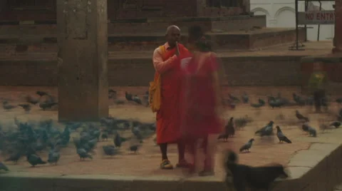 Monk Durbar Square Kathmandu Time lapse Stock Footage 66576245