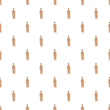 Monk figures forming seamless religious pattern background Stock Illustration