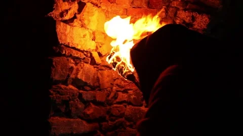 Monk with Fire Stock Footage 42978343