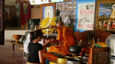 Monk Gives Blessing Stock Footage 56339196