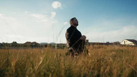 Monk On His Knees Feeling The Christianity Stock Footage 310685553