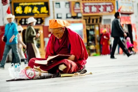 Monk Jokhang Temple Tibetan Buddhism Lhasa Tibet Stock Photos