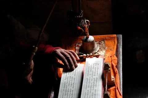 Monk in lamayuru Stock Photos