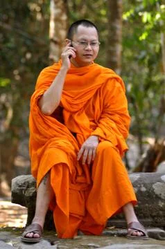 Monk on the line. Stock Photos