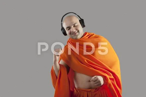 Monk Listening To Music
