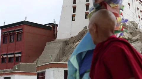 Monk Looking over Monastery.mp4 Video stock 47598471
