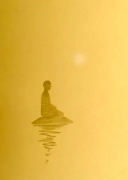 Monk meditating on a rock Stock Illustration