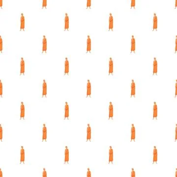 Monk pattern repeating orange robe figures spirituality Stock Illustration