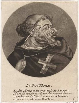 Monk with a pipe; Le Pere Thomas; Caricatures on the French clergy under L... 스톡 사진