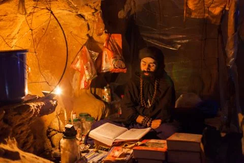 Monk in Siddha Cave Stock Photos