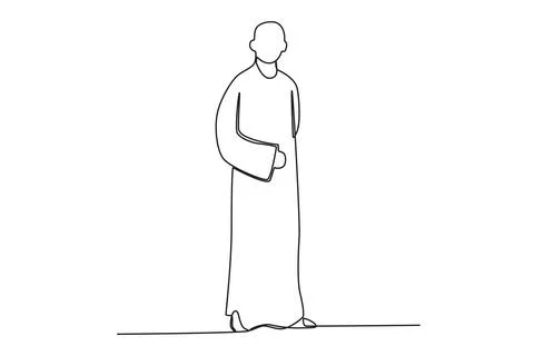 A monk stands with one arm folded behind him Stock Illustration