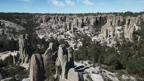 Monk stone valley park in Creel Chihuahua Mexico travel destination aerial drone Stock Footage 273677638