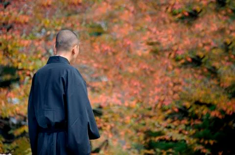 Monk at temple Stock Photos