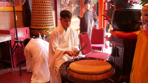 A Monk &amp; Traditional Drum Stock-Footage 146650719