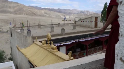 Monk Walking Around Monastery Stock Footage 47598683