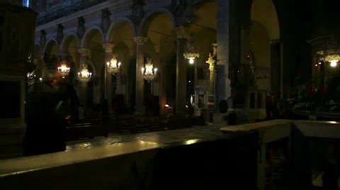 Monk walking in church Stock Footage 45533162