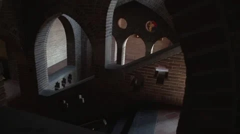 Monk walking through the hall of a monastery 스톡 동영상 11247770