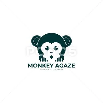 Monkey agaze logo concept Stock Illustration