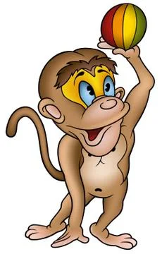 Monkey and Ball Stock Illustration