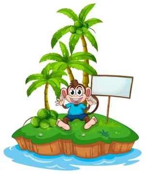 Monkey and island Stock Illustration