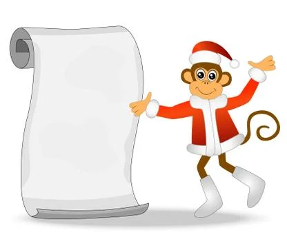 Monkey and a piece of paper Stock Illustration