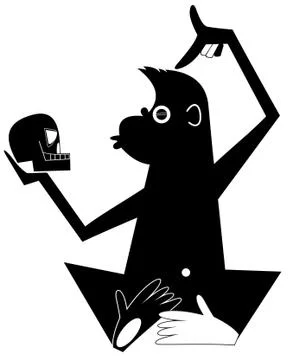 Monkey and a skull Stock Illustration