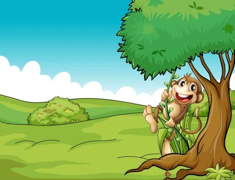 Monkey and tree Stock Illustration