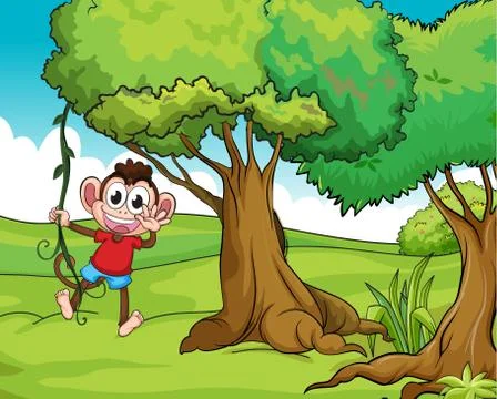 Monkey and trees Stockillustratie