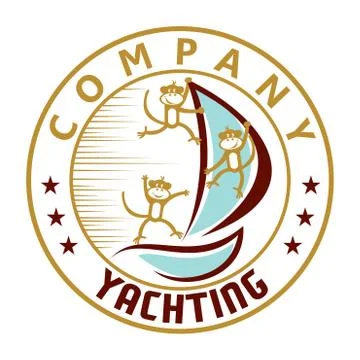 Monkey and yacht logo Illustrazione stock