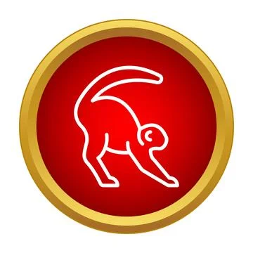 Monkey animal stretching posing on red background icon Illustrazione stock