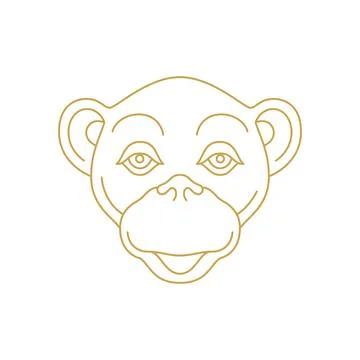 Monkey ape muzzle jungle exotic character monochrome line icon vector illustr Stock-Illustration