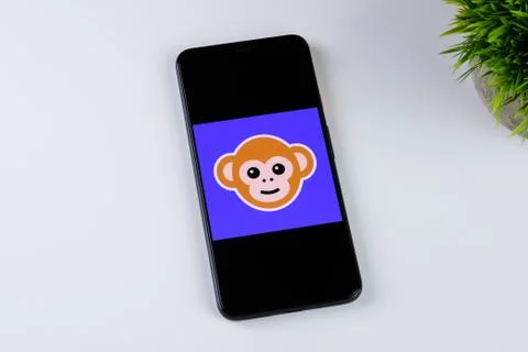Monkey app logo on a smartphone screen Stock Photos