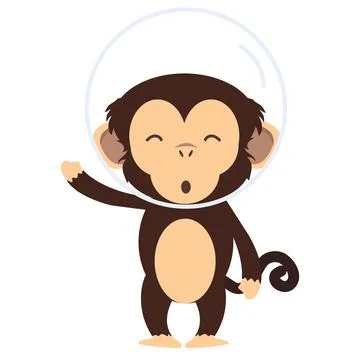 Monkey Astronaut in space cartoon Illustrazione stock