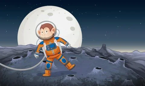A monkey astronaut in space Illustrazione stock